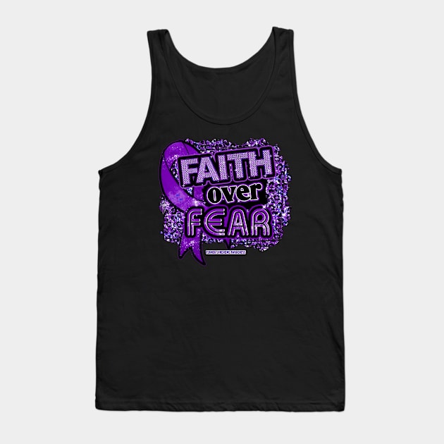 Turner Syndrome awareness  Ribbon Faith Over Fear Leopard Gift For Turner Syndrome warrior Tank Top by Lewis Swope